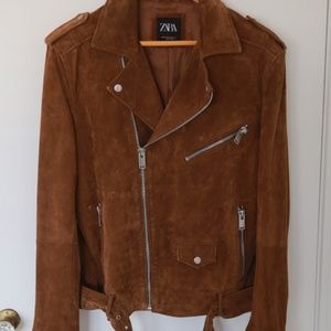 Zara brown suede motorcycle jacket